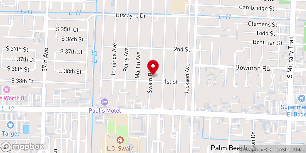 Map showing location of Iglesia Bautista Central de Greenacres