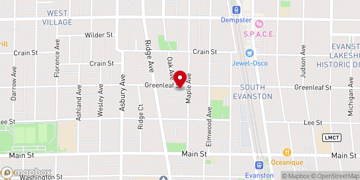 Map showing location of Evanston Friends Meeting