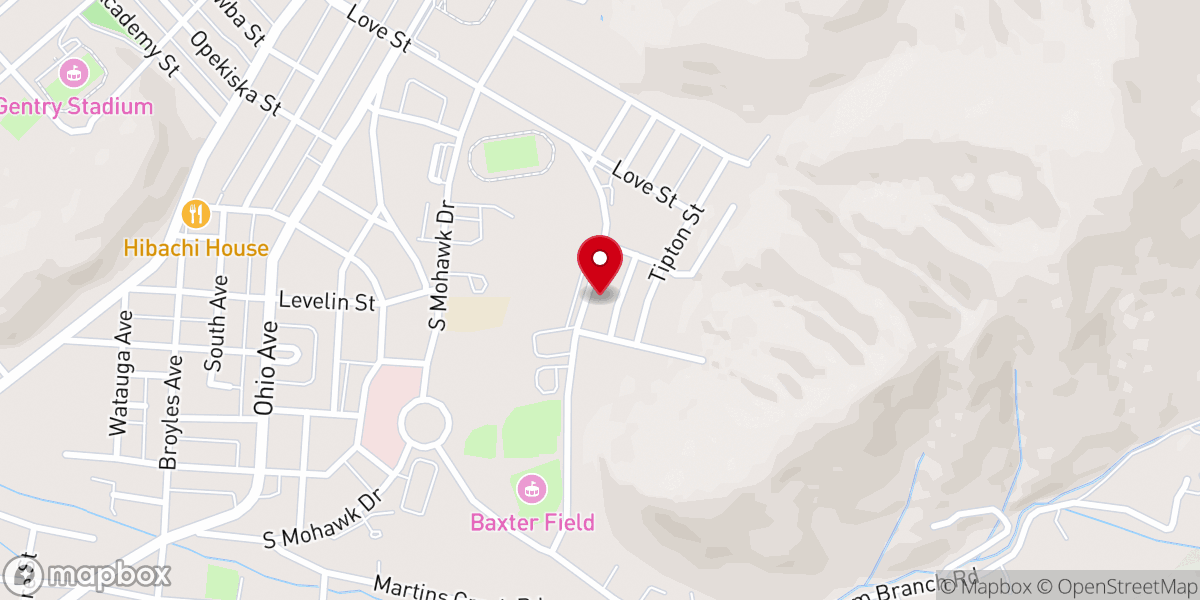 Map showing location of Erwin Bible Holiness Church