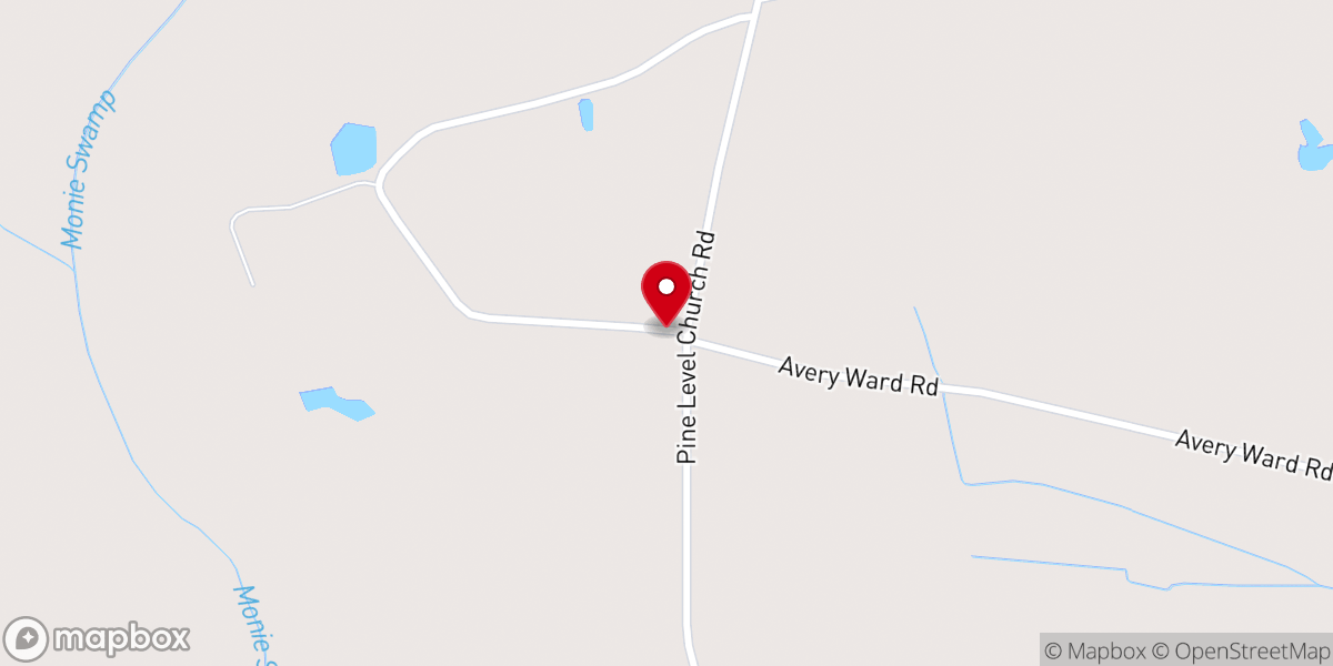 Map showing location of Pine Level Church