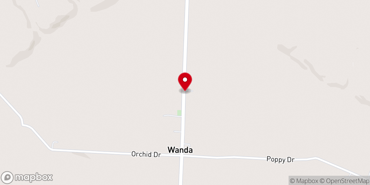 Map showing location of Wanda United Methodist Church