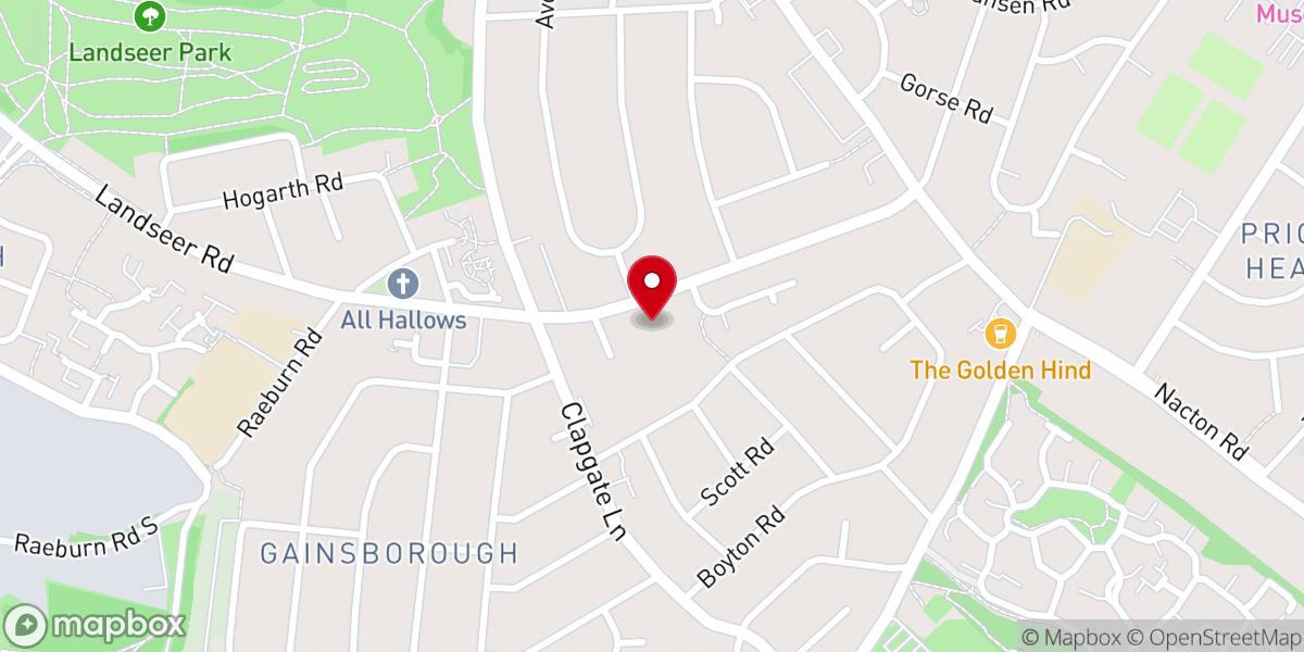 Map showing location of Landseer Road Methodist Church