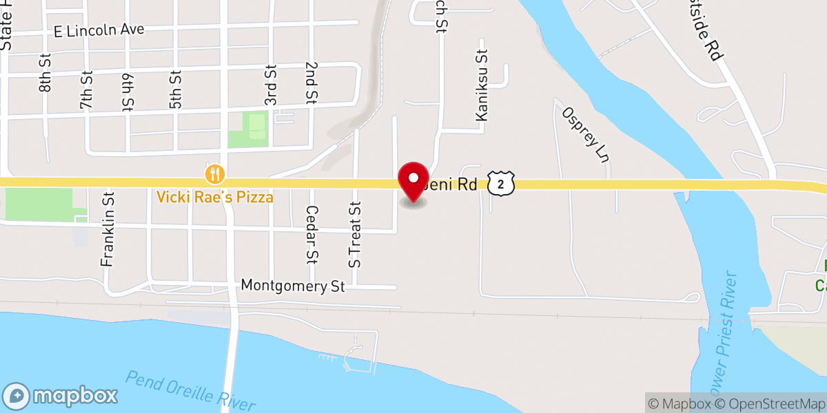 Map showing location of Priest River Food Bank