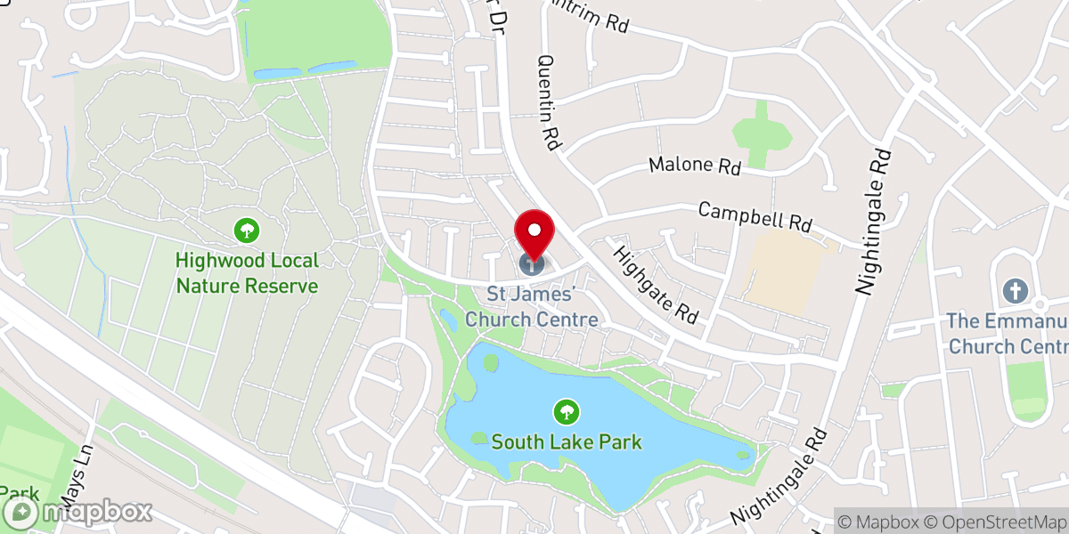 Map showing location of St James Church Centre