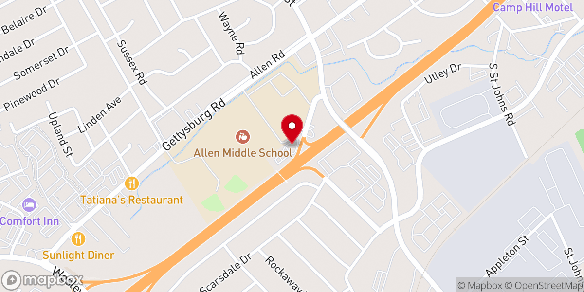 Map showing location of Harrisburg Korean Presbyterian Church
