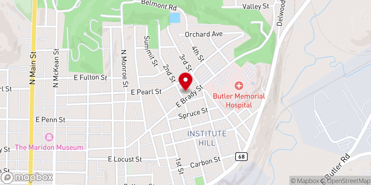 Map showing location of Hill United Presbyterian Church