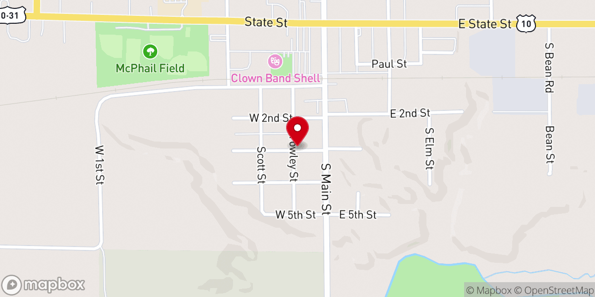 Map showing location of Scottville Church of Christ