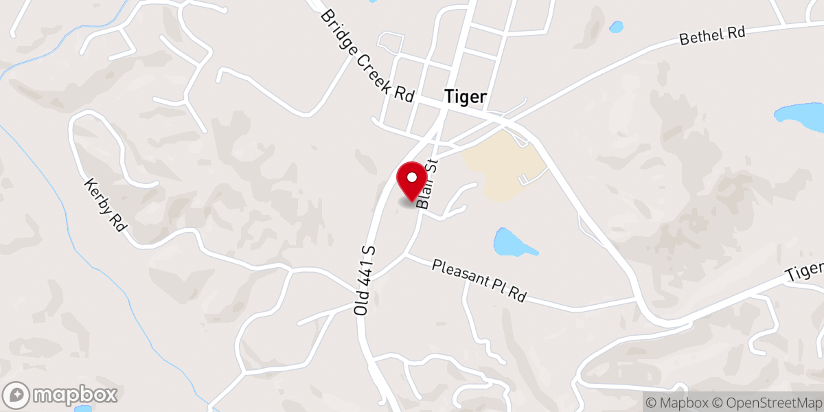Map showing location of Tiger United Methodist Church