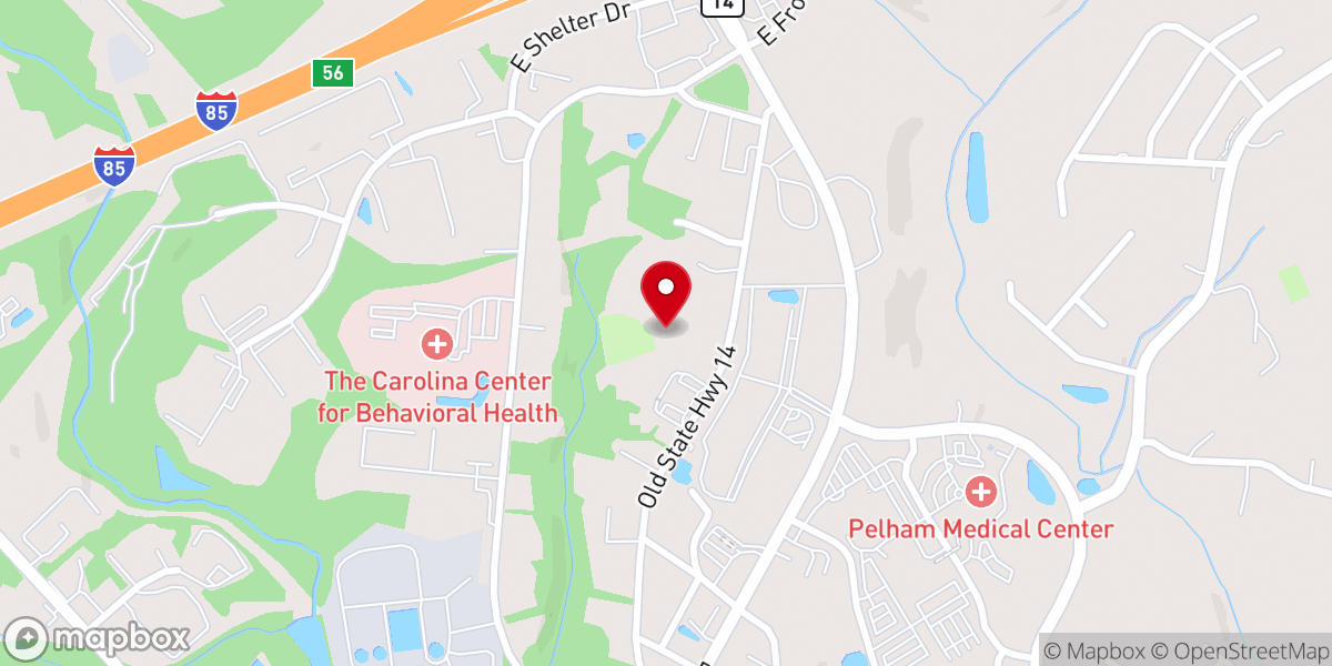 Map showing location of Pelham First Baptist Church