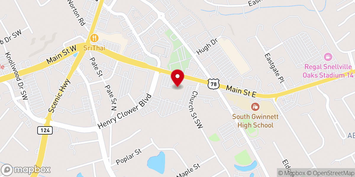 Map showing location of First Baptist Church Snellville
