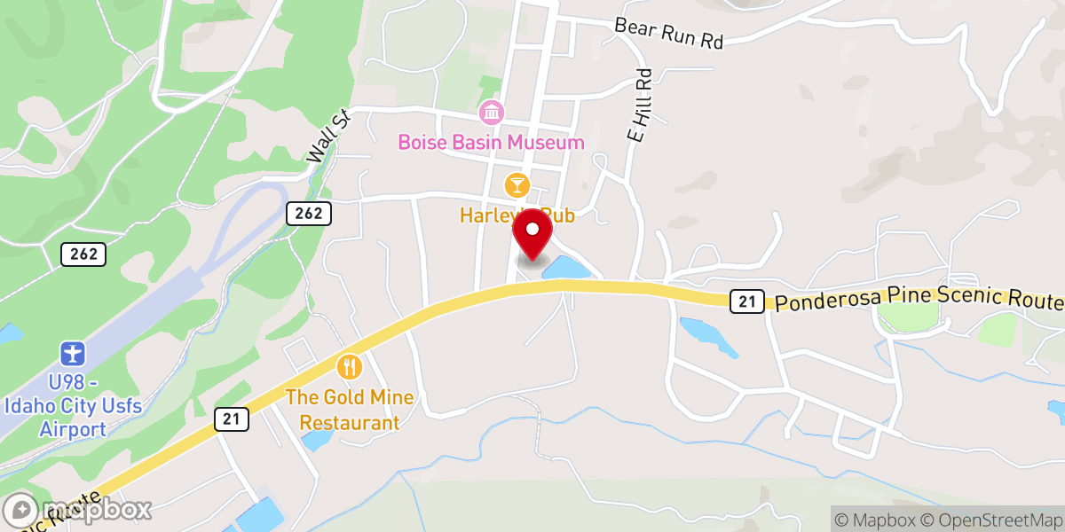 Map showing location of Idaho City Chamber of Commerce