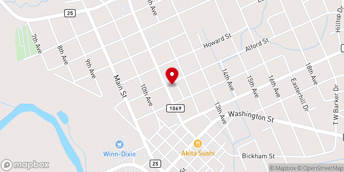 Map showing location of Lane's Chicken & Seafood