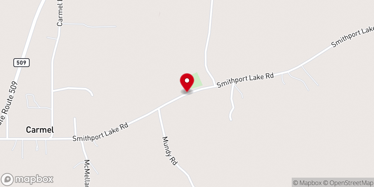 Map showing location of Carmel Catholic Church