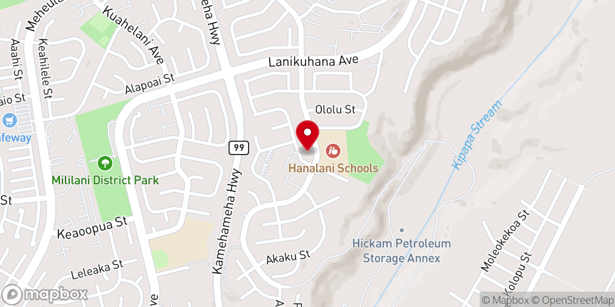 Map showing location of Mililani Baptist Preschool