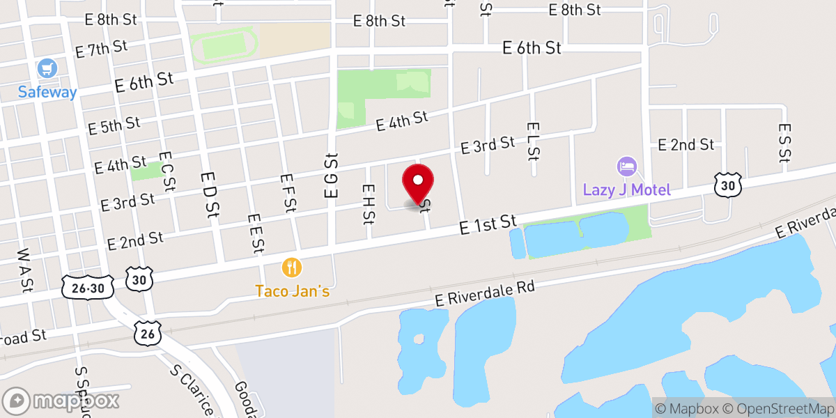 Map showing location of Ogallala Baptist Church