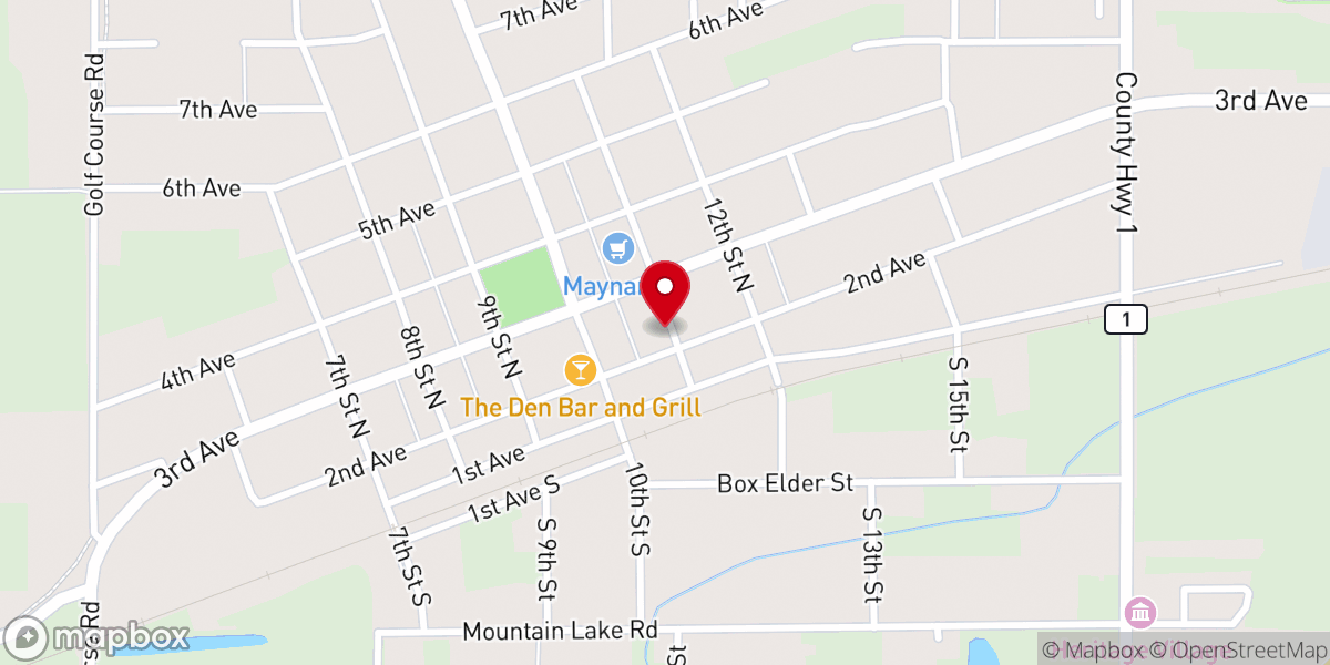 Map showing location of Mountain Lake Community Food Shelf