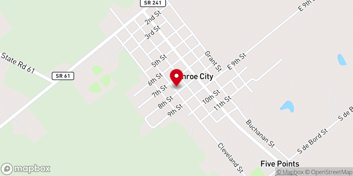 Map showing location of Cumberland Presbyterian Church
