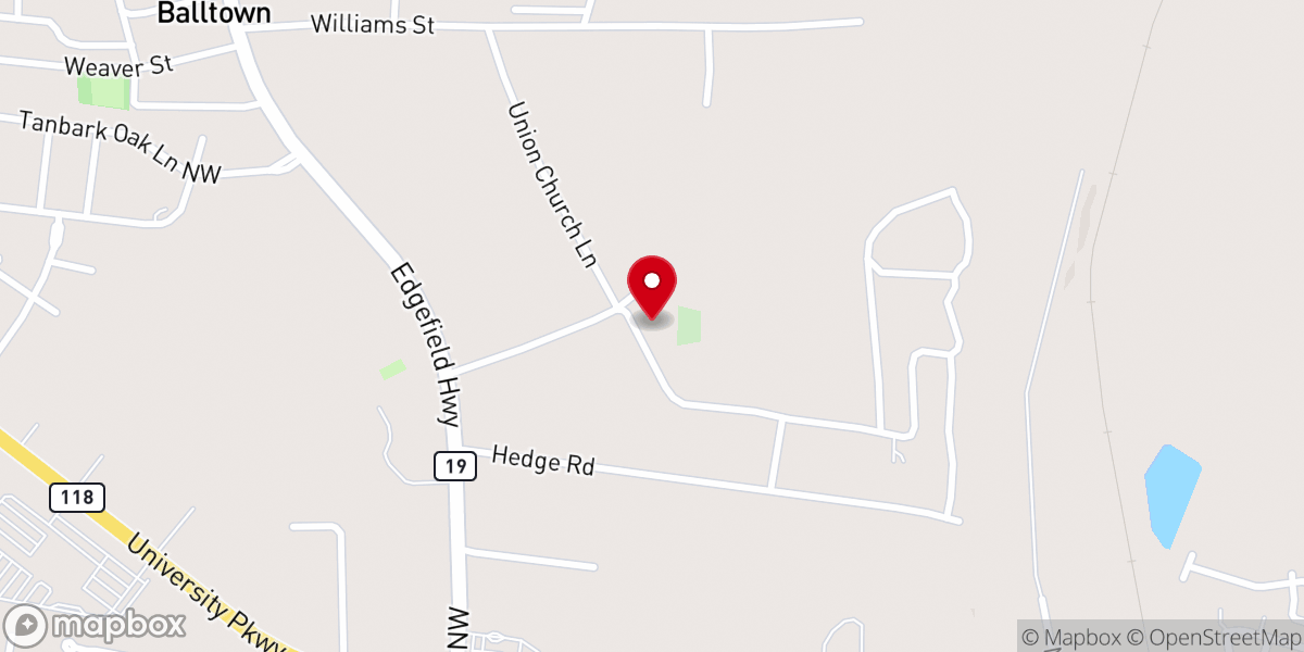 Map showing location of Union Baptist Church
