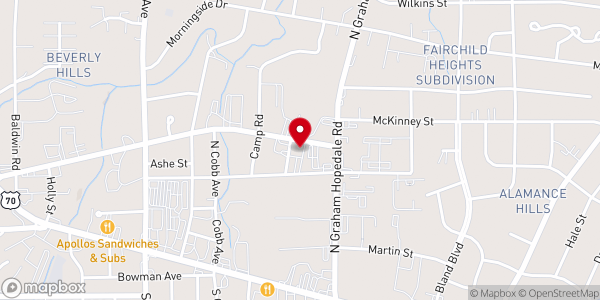 Map showing location of Northside Presbyterian Church