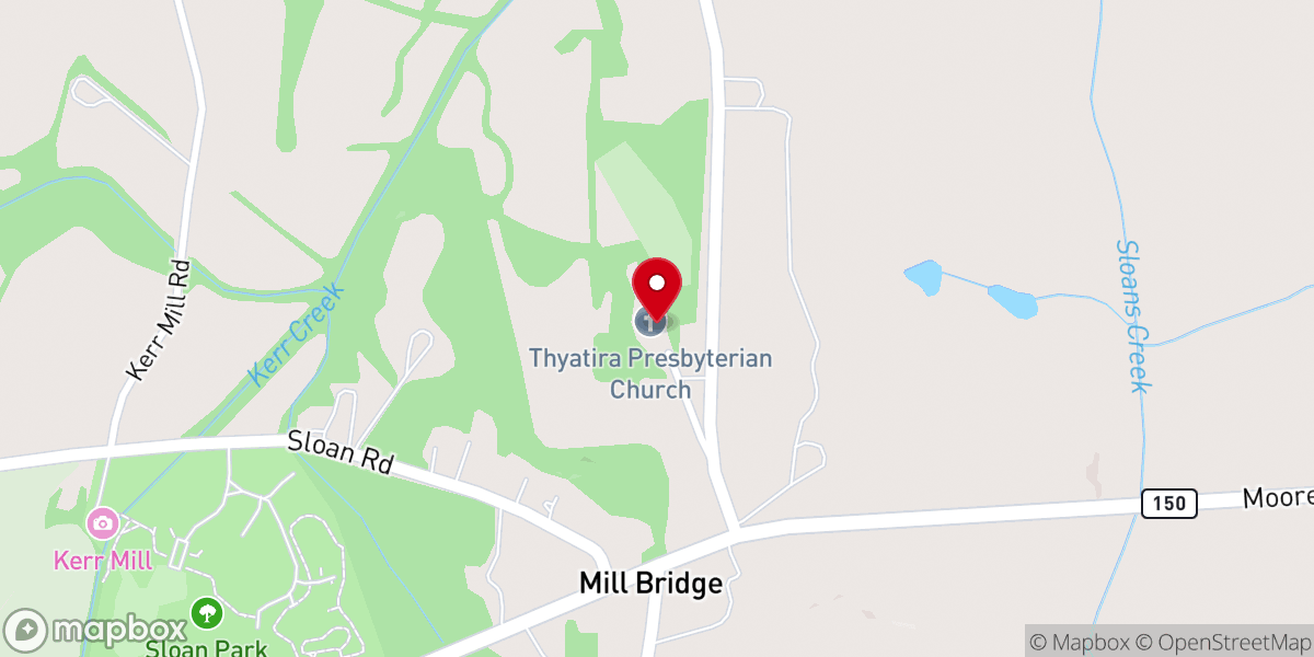 Map showing location of Thyatira Presbyterian Church