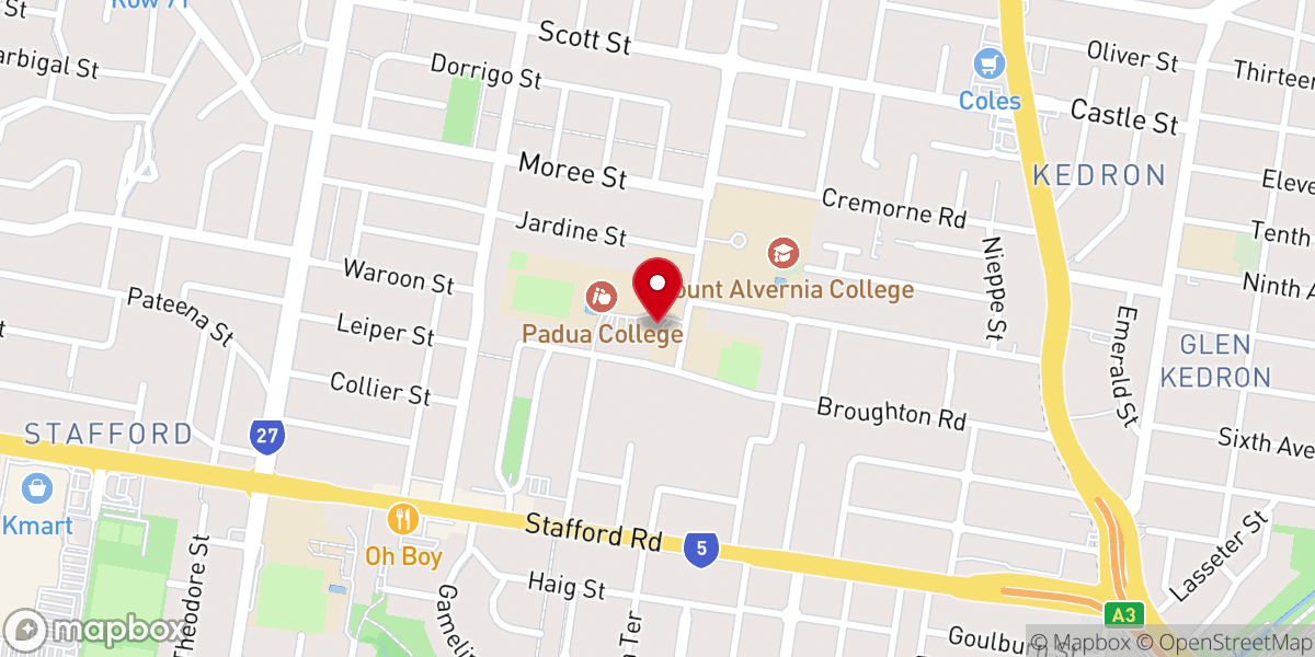 Map showing location of Little Flower Church Kedron