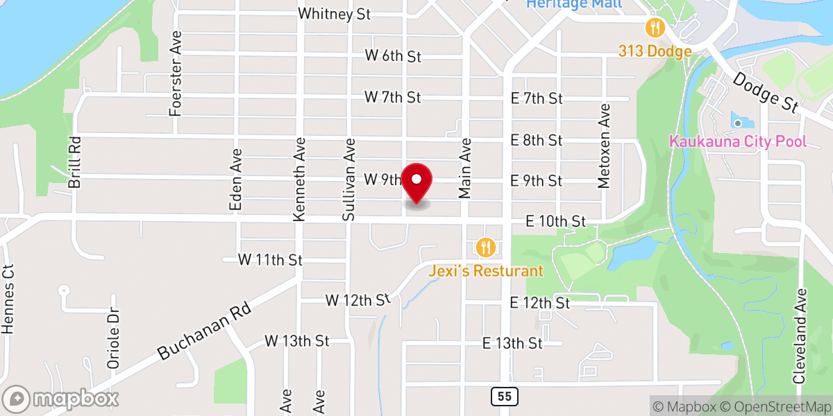 Map showing location of Bethany Lutheran Church-Kaukauna, WI - LCMS