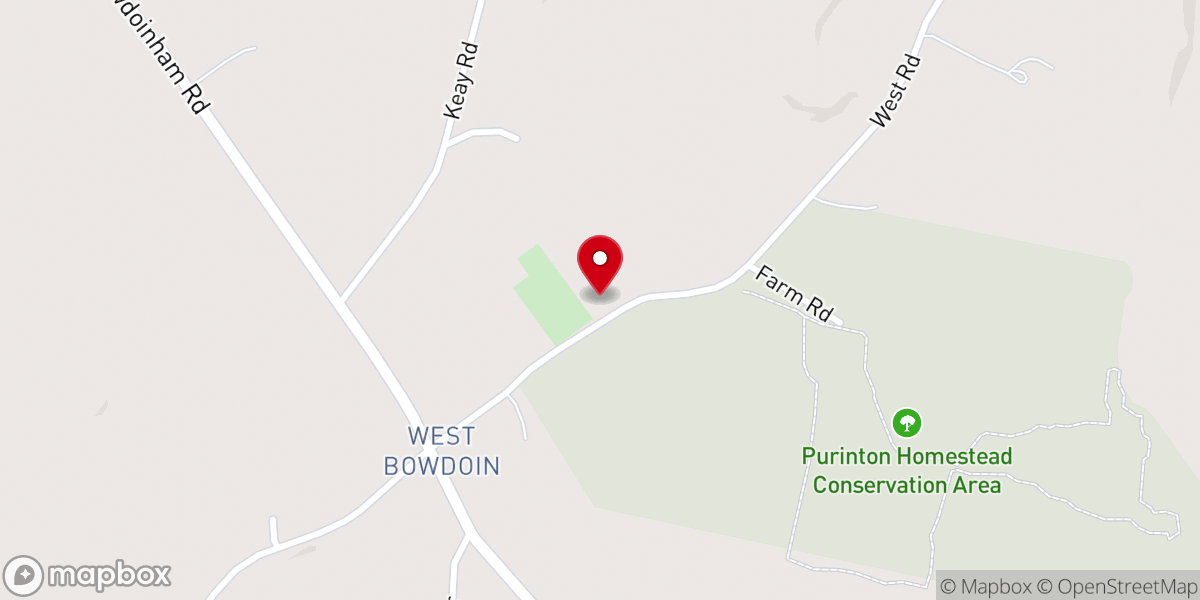 Map showing location of West Bowdoin Baptist Church