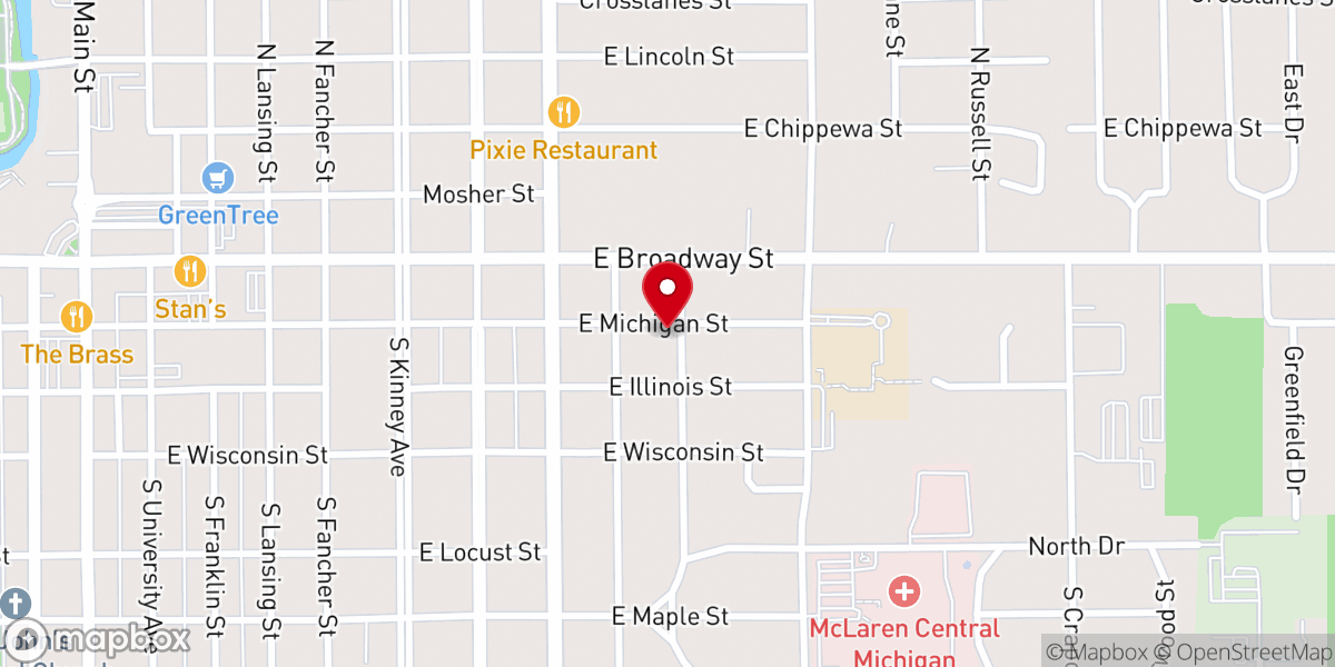 Map showing location of Trinity United Methodist Church