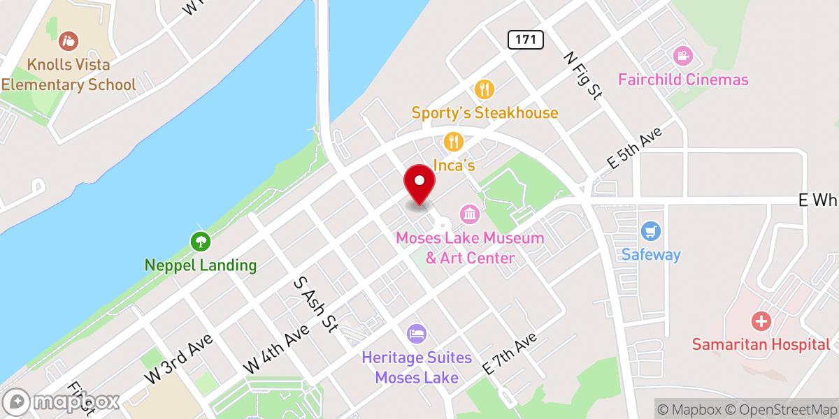 Map showing location of Serve Moses Lake