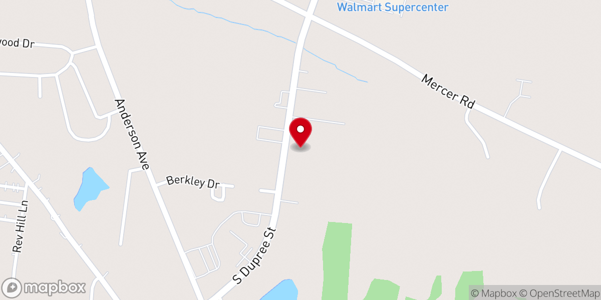 Map showing location of Mercer Baptist Church