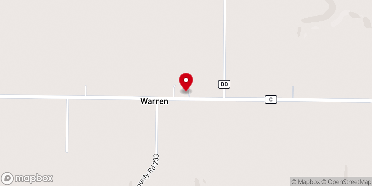 Map showing location of Warren Baptist Church