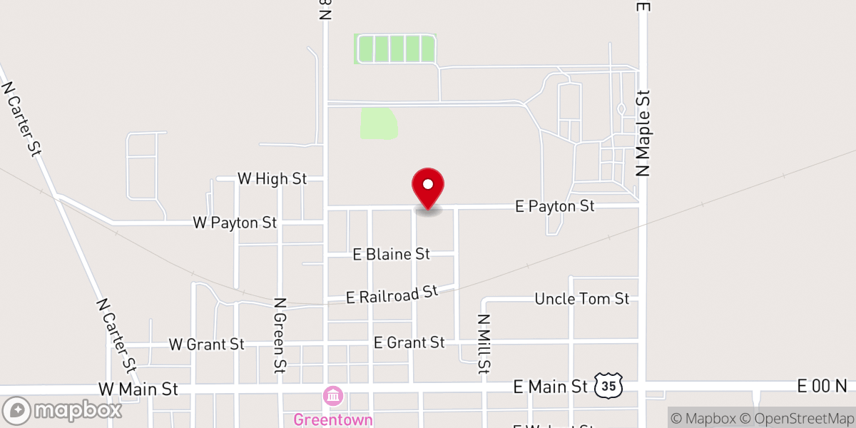Map showing location of First Baptist Church of Greentown