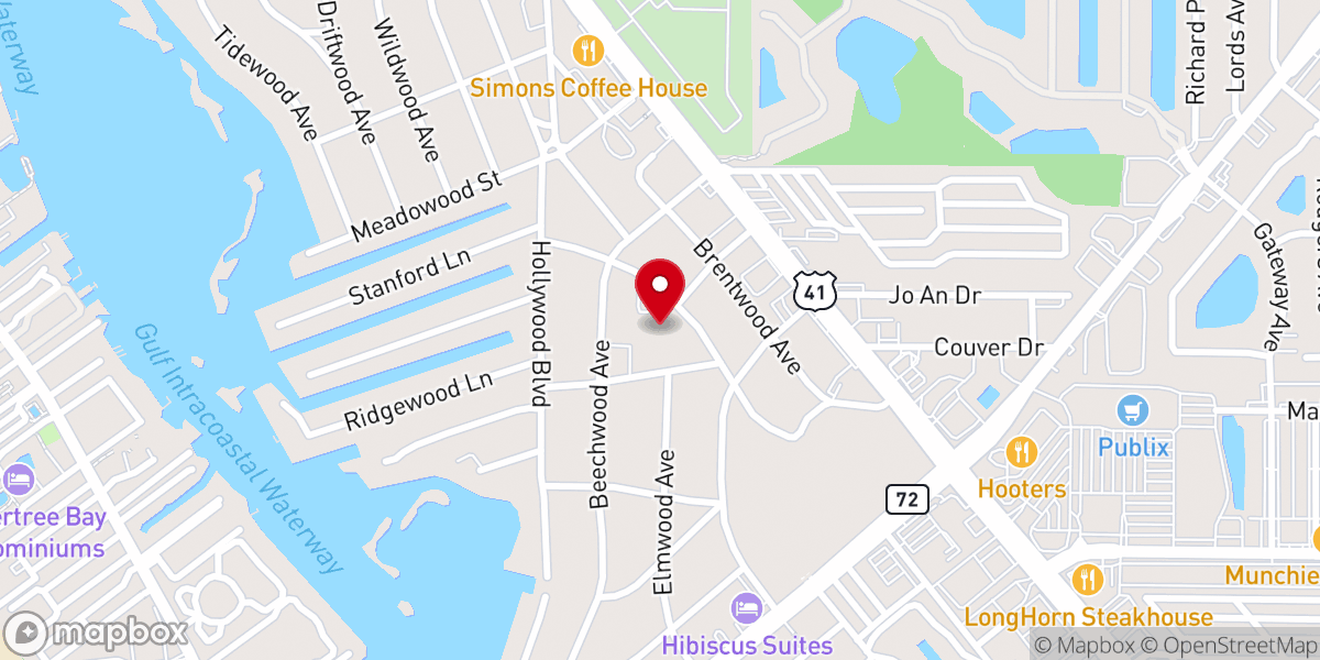 Map showing location of Pine Shores Presbyterian Church
