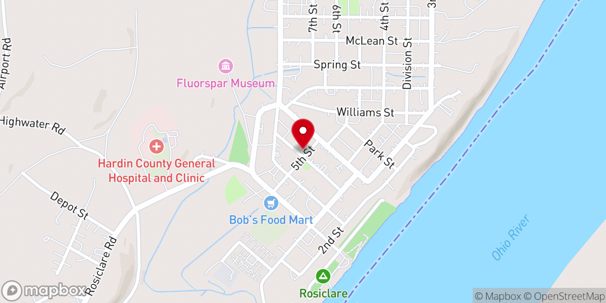Map showing location of Rosiclare United Methodist Church