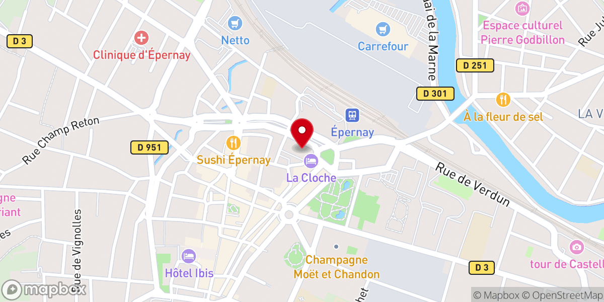 Map showing location of Église Notre-Dame d'Épernay