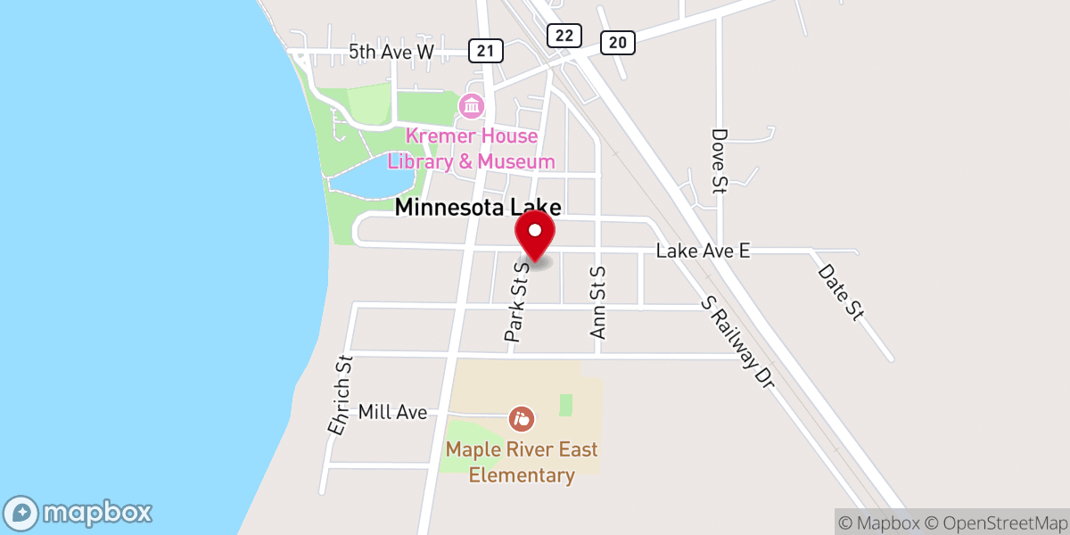 Map showing location of Peace Church