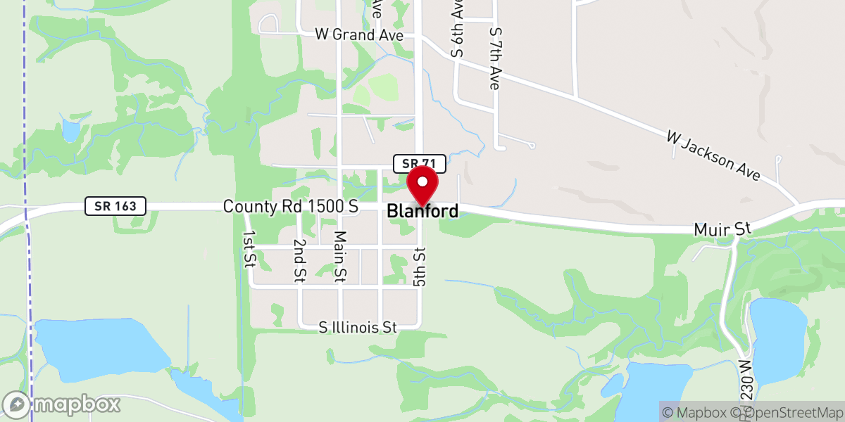 Map showing location of Blanford