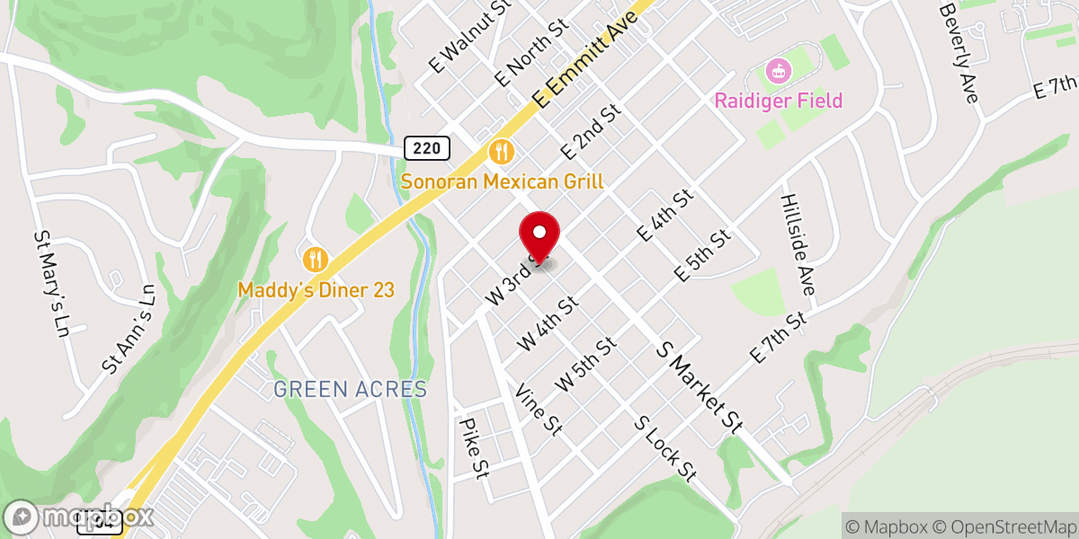 Map showing location of Calvary United Methodist Church