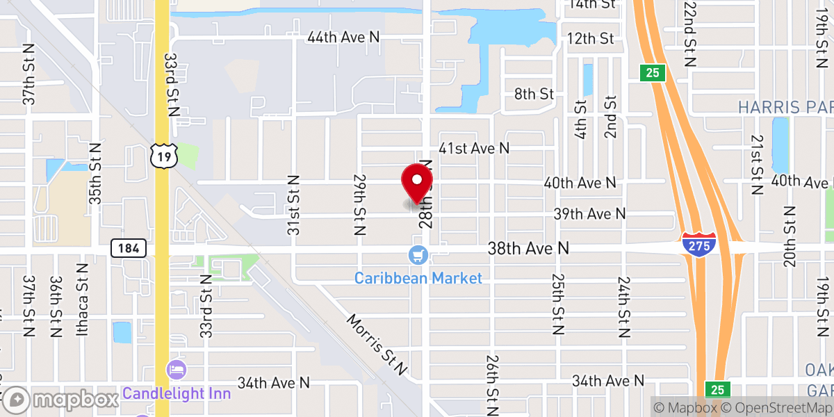 Map showing location of Faith Assembly of God Church, St Pete