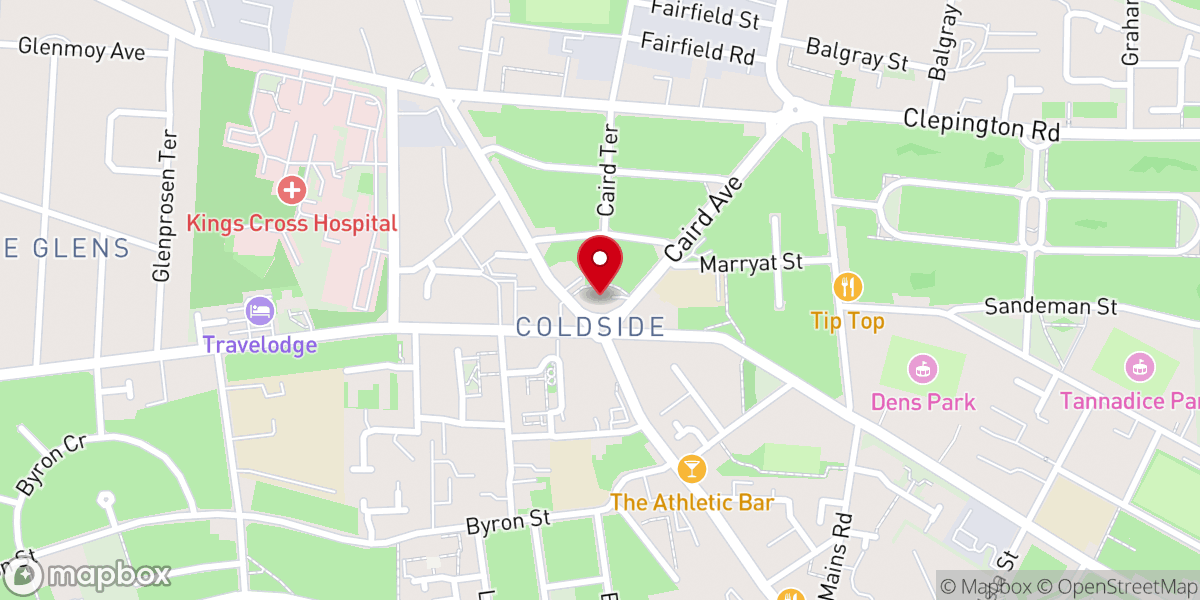 Map showing location of Trinity Baptist Church