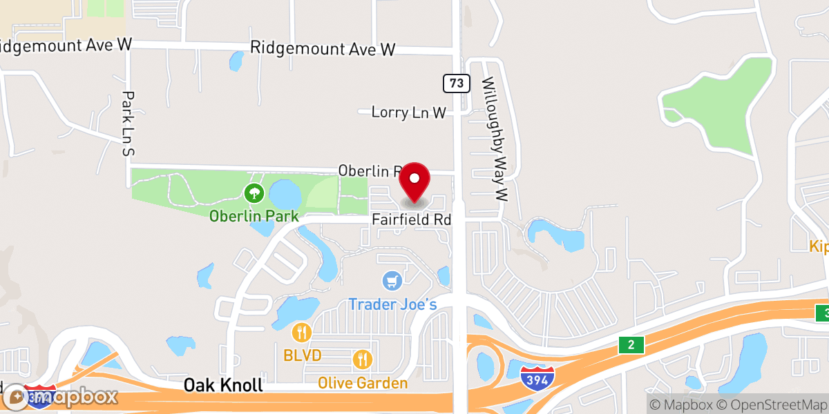 Map showing location of Oak Knoll Lutheran Church