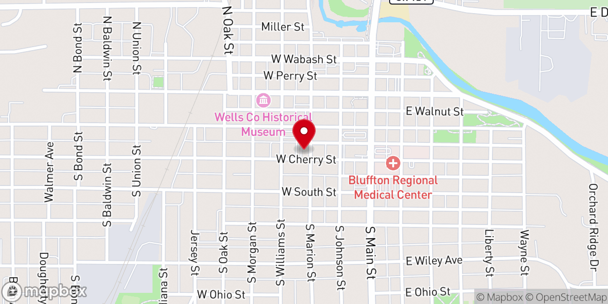 Map showing location of First Reformed Church-Bluffton