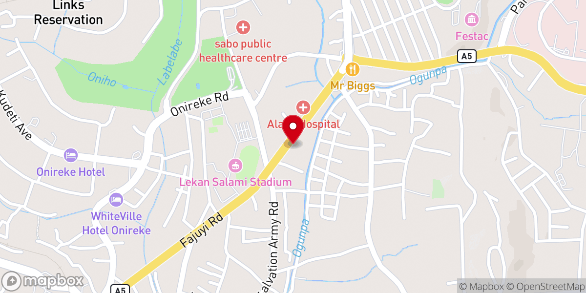 Map showing location of Christ Apostolic Church Oke Anu