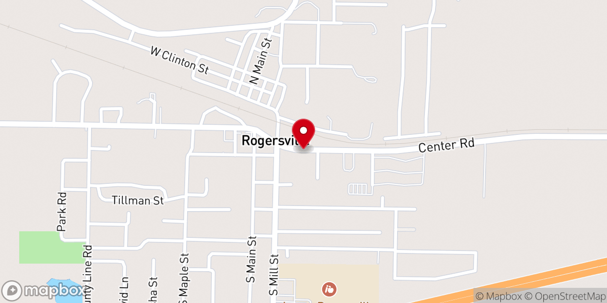 Map showing location of Rogersville