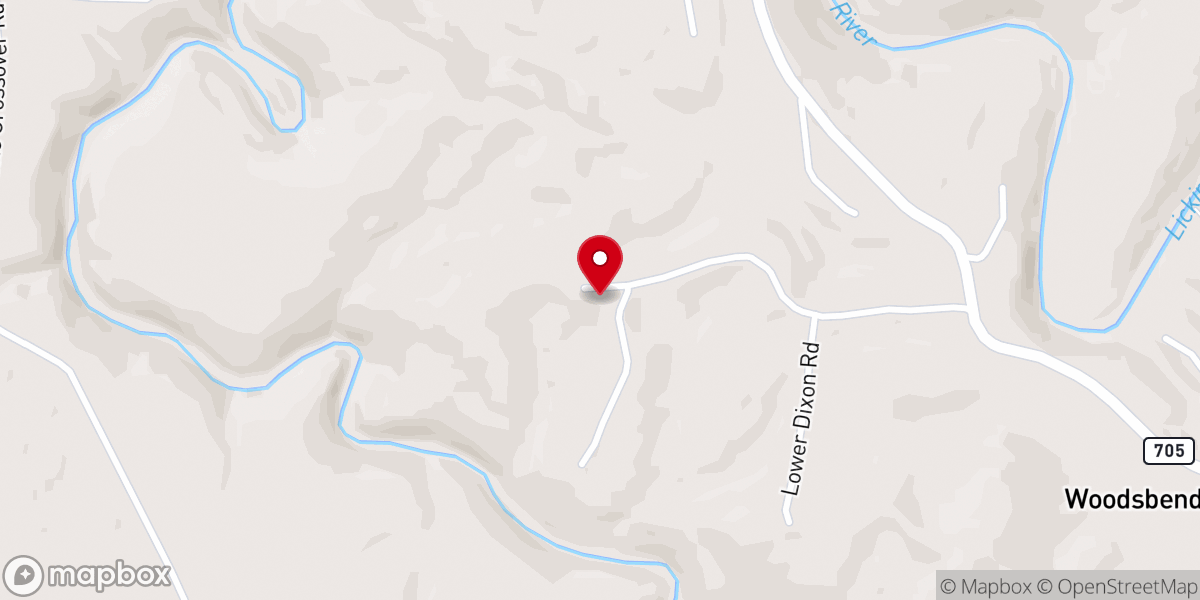 Map showing location of Dan Ridge Church of Christ