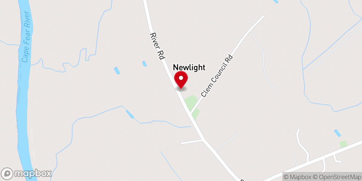Map showing location of First New Light Baptist Church