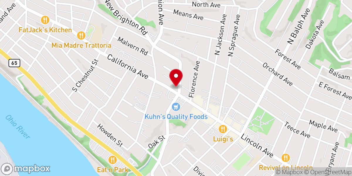 Map showing location of Bellevue Christian Church