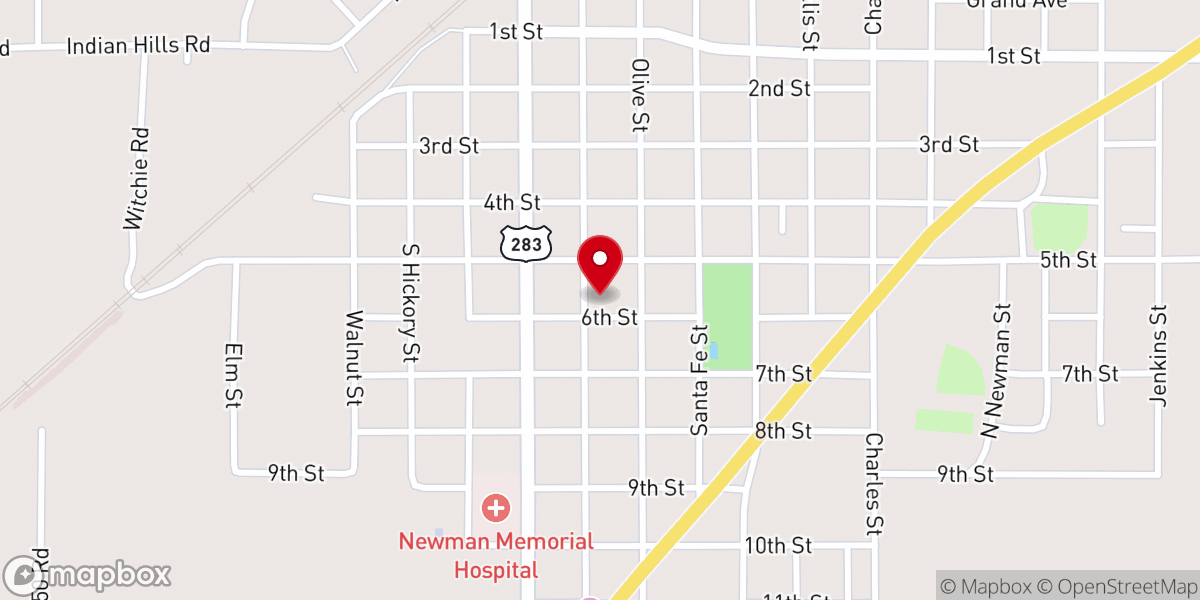 Map showing location of First Baptist Church