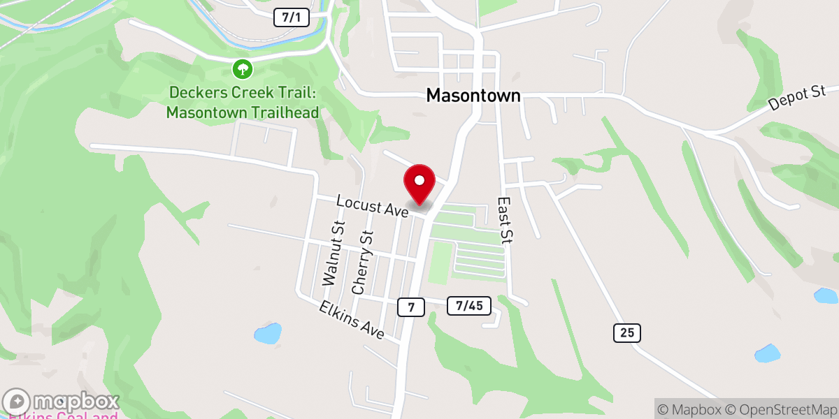 Map showing location of Masontown United Methodist Church