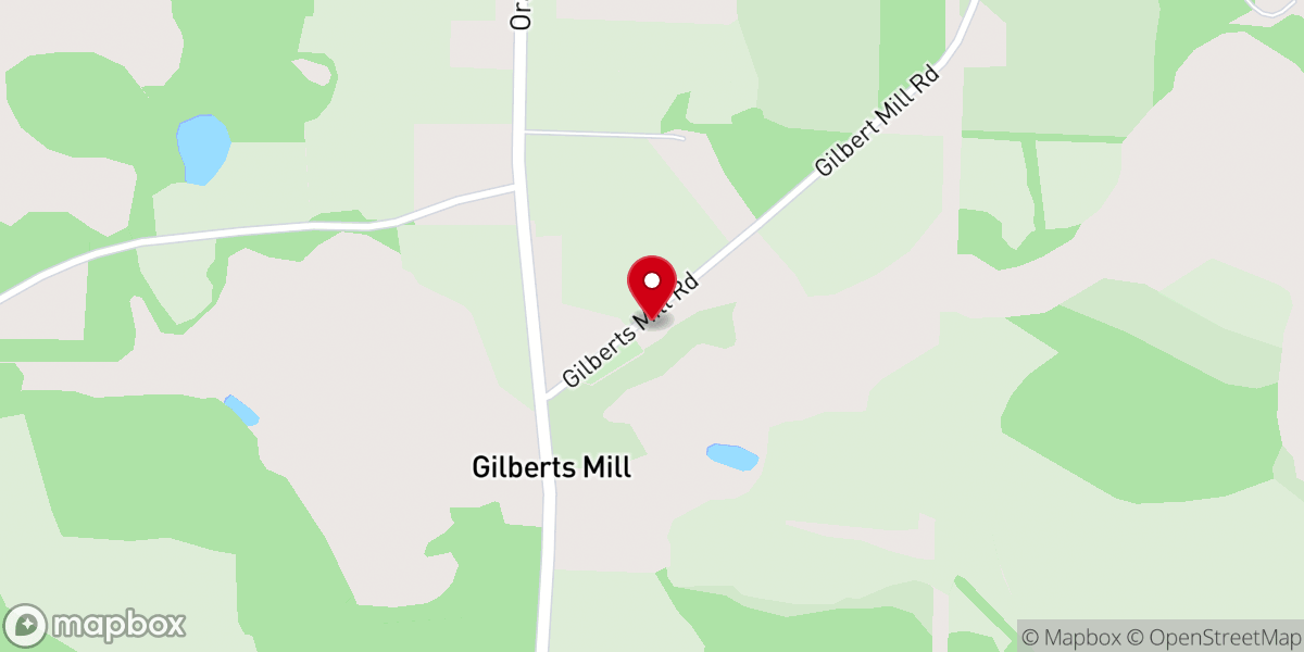 Map showing location of Oakie Ridge Baptist Church